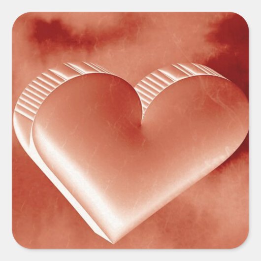 Valentijnsdag Red Heart 3D-Waterverf Vierkante Sticker (Voorkant)