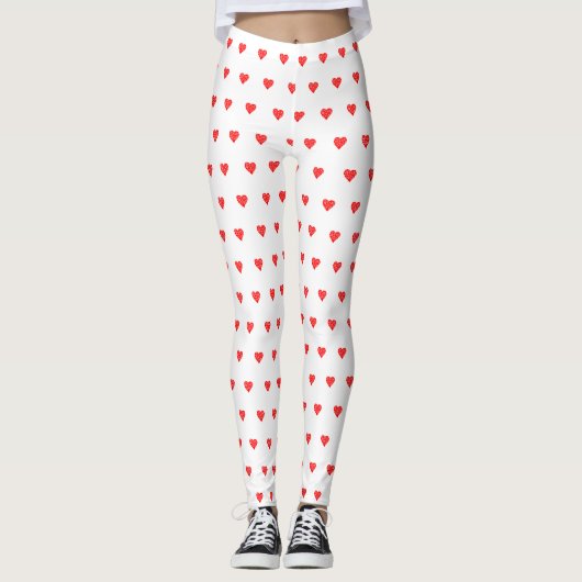 Valentijnsdag Red Heart Black Leggings (Voorkant)