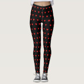 Valentijnsdag Red Heart Black Leggings (Voorkant)