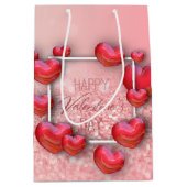 Valentijnsdag Red Heart Glitter Medium Gift Bag Cadeauzakje (Voorkant)