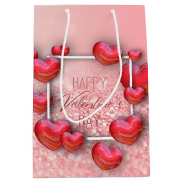Valentijnsdag Red Heart Glitter Medium Gift Bag Cadeauzakje