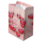 Valentijnsdag Red Heart Glitter Medium Gift Bag Medium Cadeauzakje (Achterkant Gekanteld)