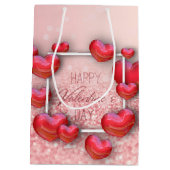 Valentijnsdag Red Heart Glitter Medium Gift Bag Medium Cadeauzakje (Achterkant)