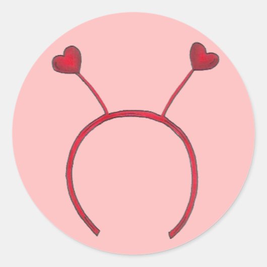 Valentijnsdag Red Heart hoofdband antenne Ronde Sticker (Voorkant)