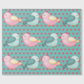 Valentijnsdag Red Heart over groene klauterTorteld Cadeaupapier (Vlak)