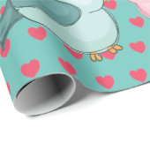 Valentijnsdag Red Heart over groene klauterTorteld Cadeaupapier (Rol Hoek)