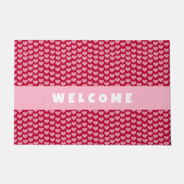 Valentijnsdag Red Heart Patroon op maat Deurmat (Voorkant)