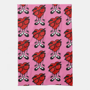 VALENTIJNSDAG RED HEART PINK KITCHEN DISH TOWEL THEEDOEK