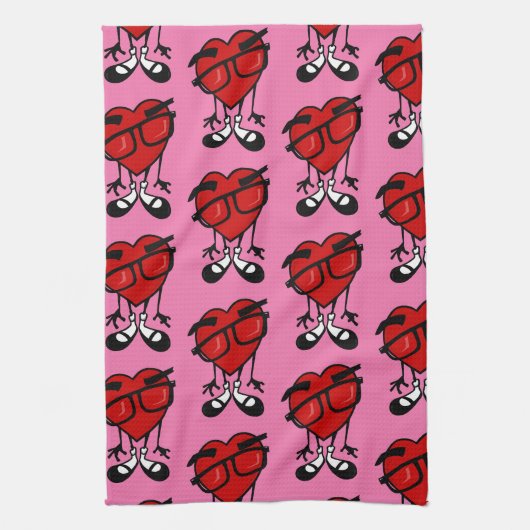 VALENTIJNSDAG RED HEART PINK KITCHEN DISH TOWEL THEEDOEK (Verticaal)