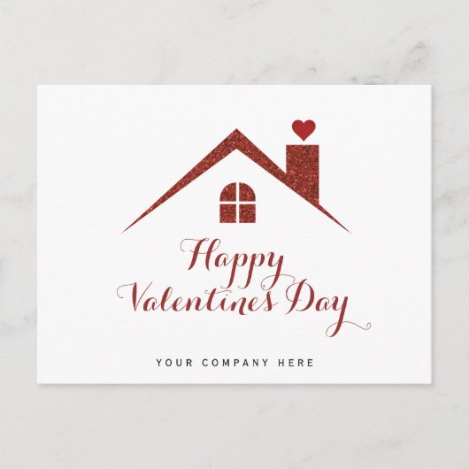 Valentijnsdag Red Heart Realty House Briefkaart (Voorkant)