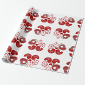 Valentijnsdag Red Heart Tortelduifjes Cadeaupapier (Uitgerold)