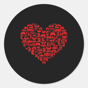 Valentijnsdag Red Heart Video Game Fun Love Gamer Ronde Sticker