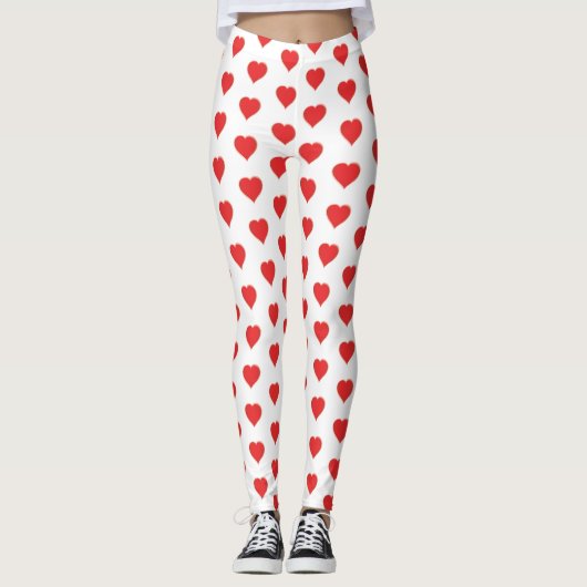 Valentijnsdag Red Heart Whimsiacl Pattern Leggings (Voorkant)