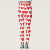 Valentijnsdag Red Heart White Leggings (Voorkant)