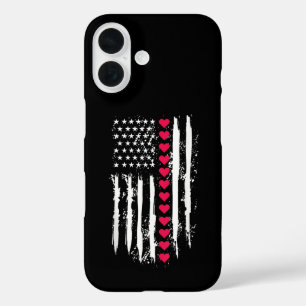 Valentijnsdag Red Hearts Amerikaans iPhone 16 Hoesje