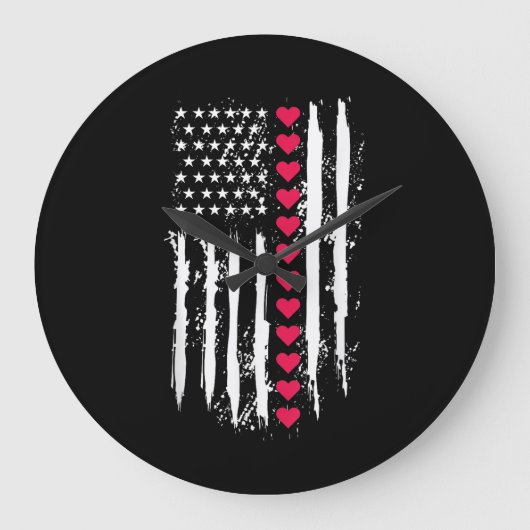 Valentijnsdag Red Hearts Amerikaans Grote Klok (Voorkant)