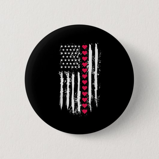 Valentijnsdag Red Hearts Amerikaans Ronde Button 5,7 Cm (Voorkant)