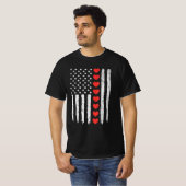  Valentijnsdag Red Hearts Amerikaanse vlag T-shirt (Voorkant volledig)