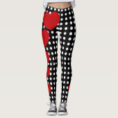 Valentijnsdag Red Hearts Black White Polka Dot Leggings (Voorkant)