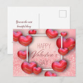 Valentijnsdag Red Hearts Glitter - Briefkaart (Voorkant / Achterkant)