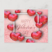 Valentijnsdag Red Hearts Glitter - Briefkaart (Voorkant)