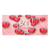 Valentijnsdag Red Hearts Glitter Discount Kaart (Voorkant)