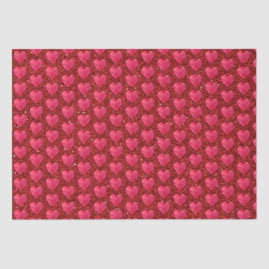Valentijnsdag Red Hearts Glitter Elegant Stijlvol Tissuepapier (Voorkant)