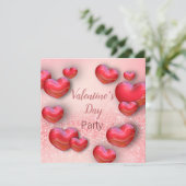 Valentijnsdag Red Hearts Glitter Party Kaart (Staand voorkant)