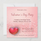 Valentijnsdag Red Hearts Glitter Party Kaart (Achterkant)