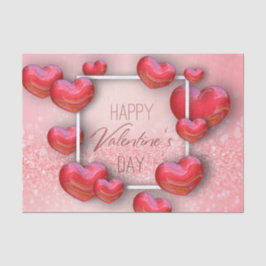 Valentijnsdag Red Hearts Glitter-weefselpapier Tissuepapier