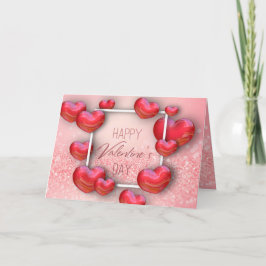 Valentijnsdag Red Hearts Glitter Wenskaart Feestdagen Kaart