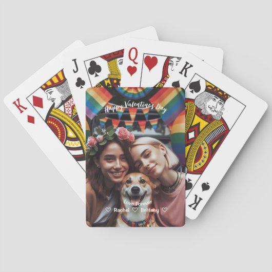 Valentijnsdag | Red Hearts lesbische aangepaste fo Pokerkaarten (Achterkant)