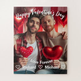 Valentijnsdag | Red Hearts LGBT Custom Foto Legpuzzel