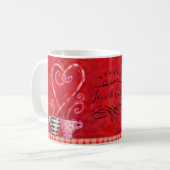 Valentijnsdag Red Hearts Love Coffee Quote Koffiemok (Voorkant links)