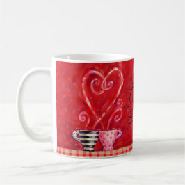 Valentijnsdag Red Hearts Love Coffee Quote Koffiemok