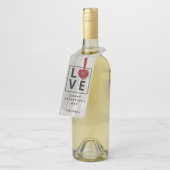 Valentijnsdag Red Hearts Modern Rustic Wood LOVE Flessenhanger (Schuin)