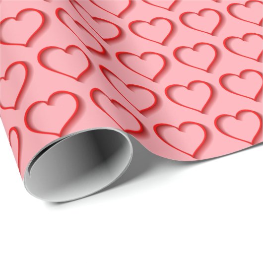 Valentijnsdag Red Hearts op roze Cadeaupapier (Rol Hoek)