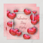 Valentijnsdag Red Hearts - partijuitnodiging Kaart (Voorkant / Achterkant)