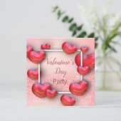 Valentijnsdag Red Hearts - partijuitnodiging Kaart (Staand voorkant)