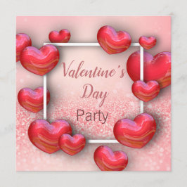 Valentijnsdag Red Hearts - partijuitnodiging Kaart