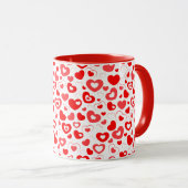 Valentijnsdag Red Hearts Patroon Mok (Voorkant rechts)