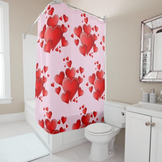 Valentijnsdag Red Hearts Shower Curtain Douchegordijn (In situ)