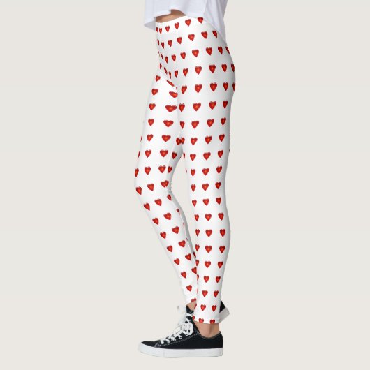 Valentijnsdag Red Hearts White Heart Women's Leggings (Links)