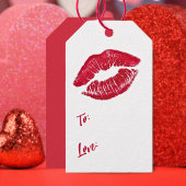 Valentijnsdag Red Kiss Lip Print van en naar Cadeaulabel