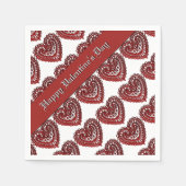Valentijnsdag Red Lace Hearts Pattern Napkins Servetten (Voorkant)