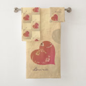 Valentijnsdag Red Love Heart Bath Towel Set Bad Handdoek (Insitu)