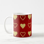 Valentijnsdag Red Luxury Golden Hearts Koffiemok (Links)