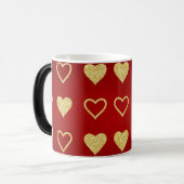 Valentijnsdag Red Luxury Golden Hearts Magische Mok (Voorkant links)