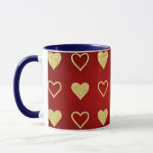 Valentijnsdag Red Luxury Golden Hearts Mok (Links)