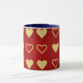 Valentijnsdag Red Luxury Golden Hearts Mok (Midden)
